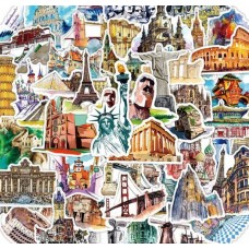 Set De 50 Stickers De Ciudades Paisajes Viajeros Países
